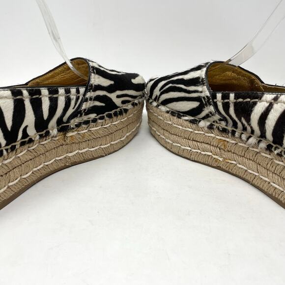 Prada Zebra Print Calf Hair Espadrilles Slip On Platform Open Toe Shoes 39 9 - Picture 7 of 16